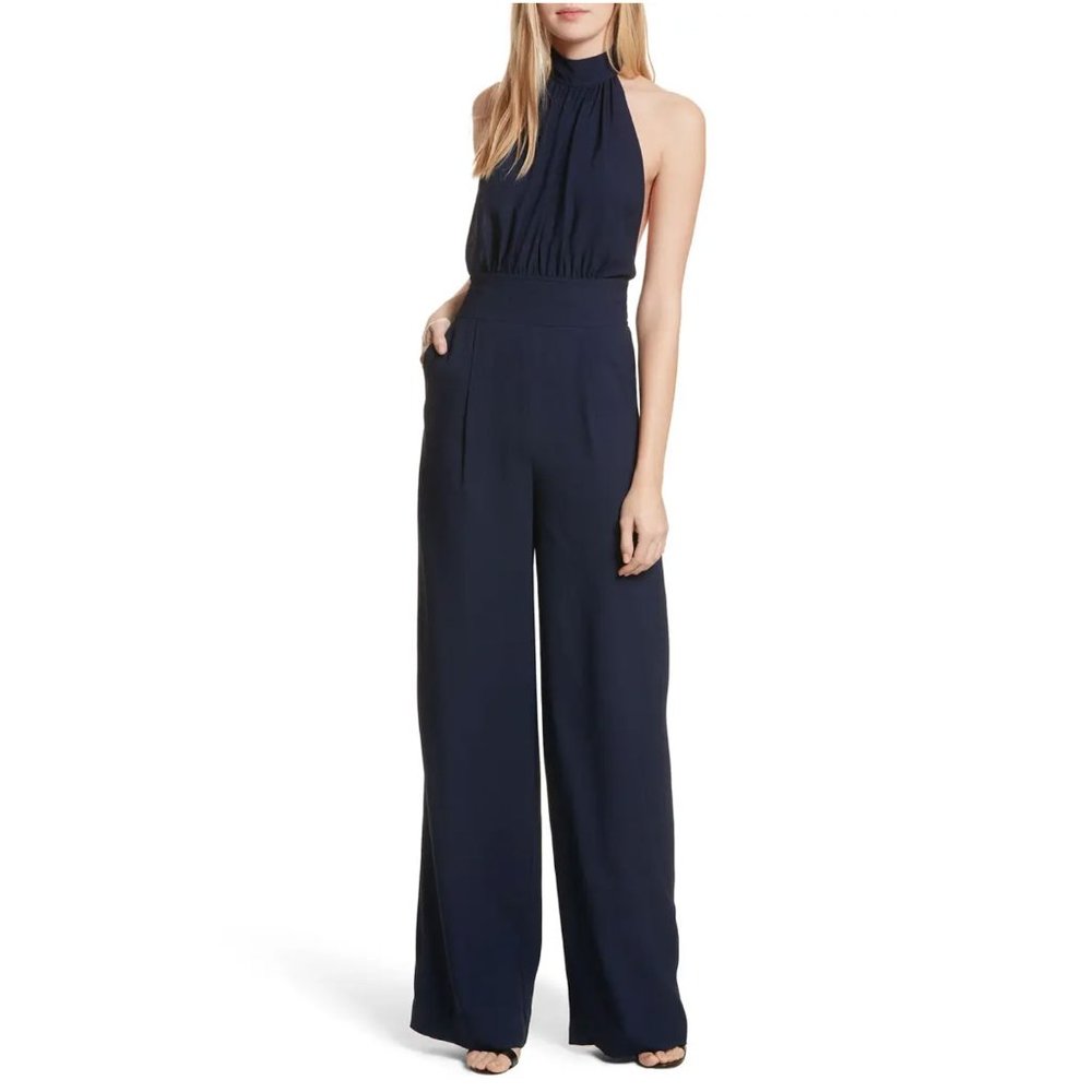 Diane Von Furstenberg High Neck Halter Jumpsuit NWT Size 14